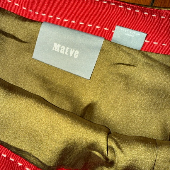 Mauve Olive Green Embroidered A-Line Midi Skirt with Red Trim - Picture 5 of 8